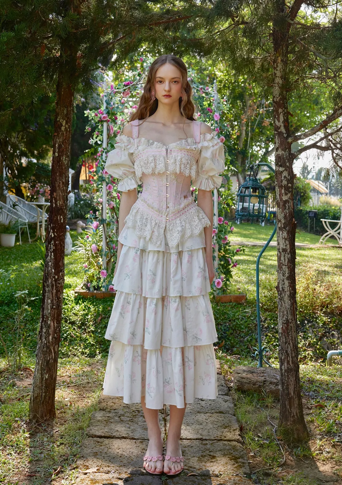 Bloom in Coral Island Corset Dress