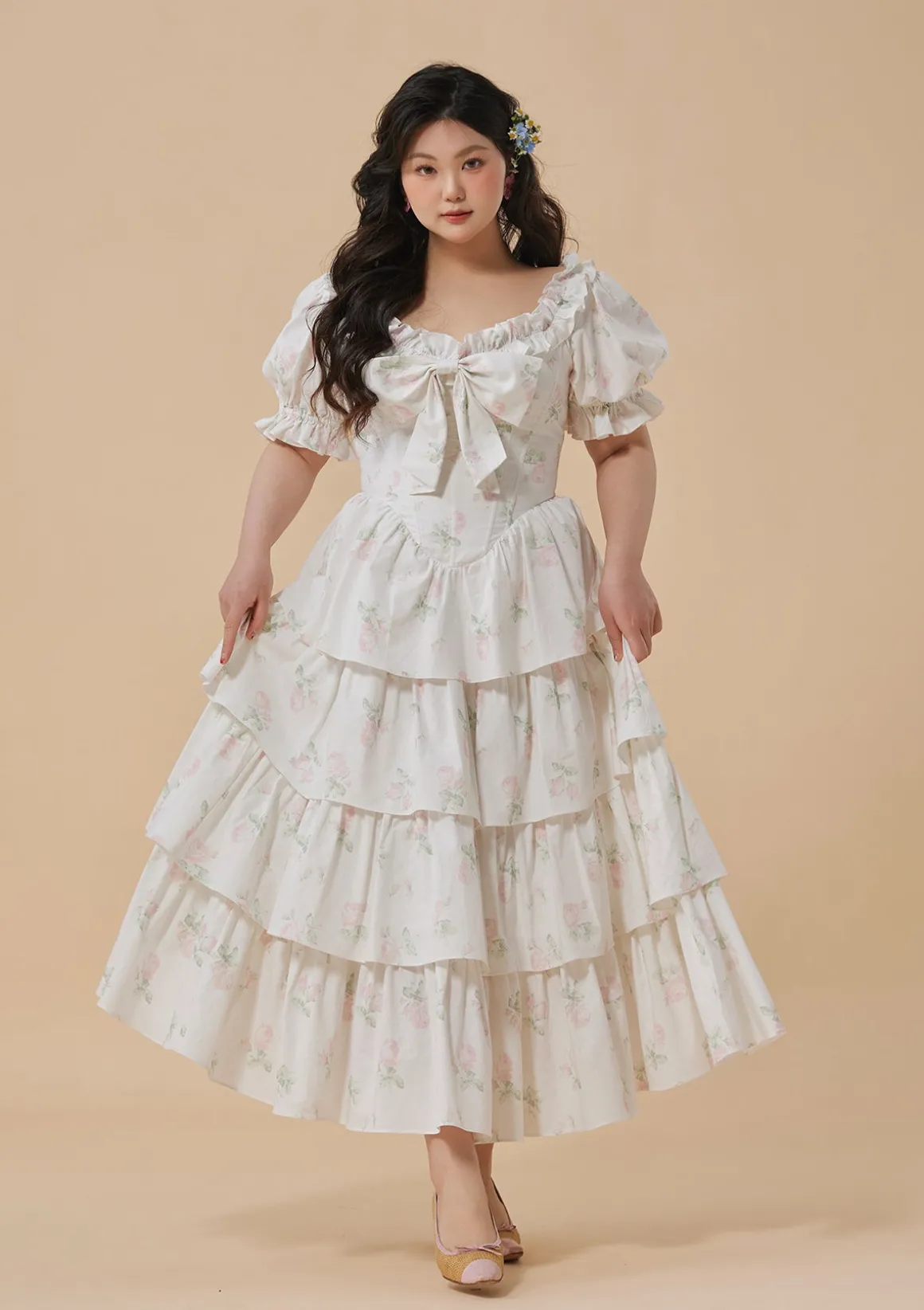 Curve & Plus Bloom in Coral Island Corset Dress