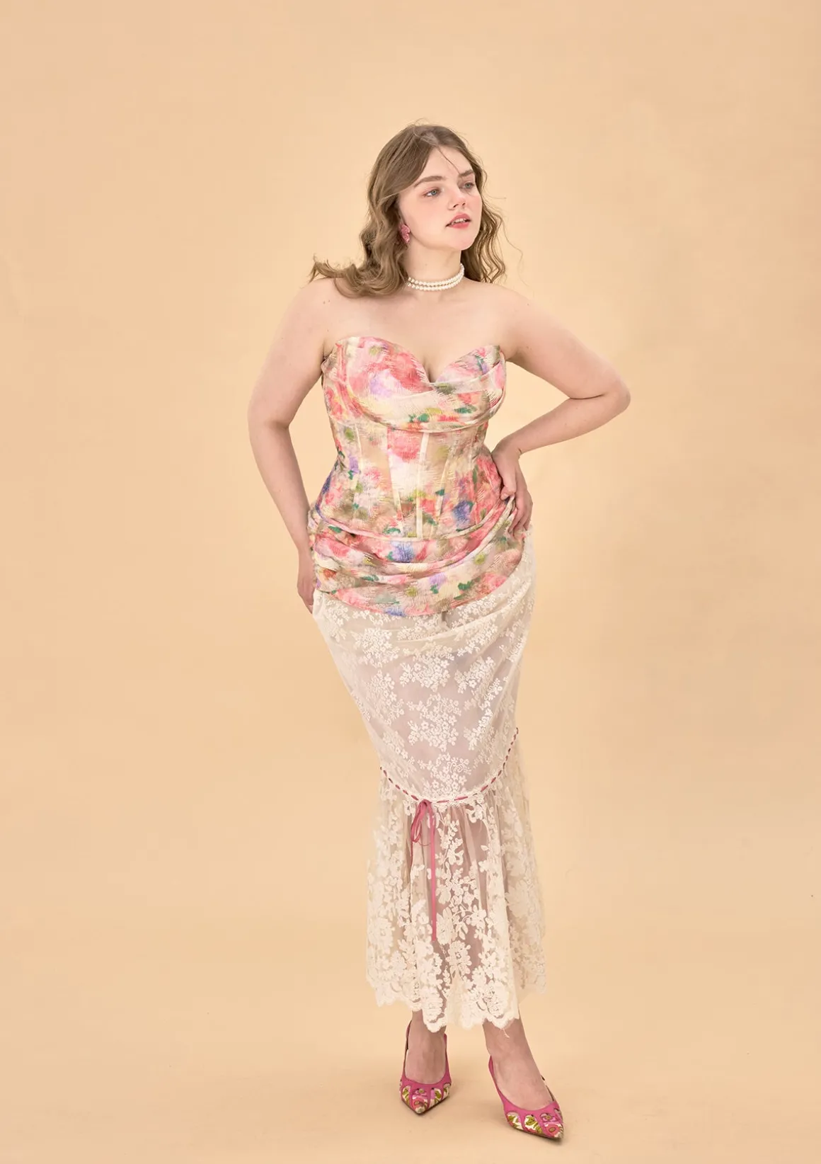 Curve & Plus Floral Mirror Skirt