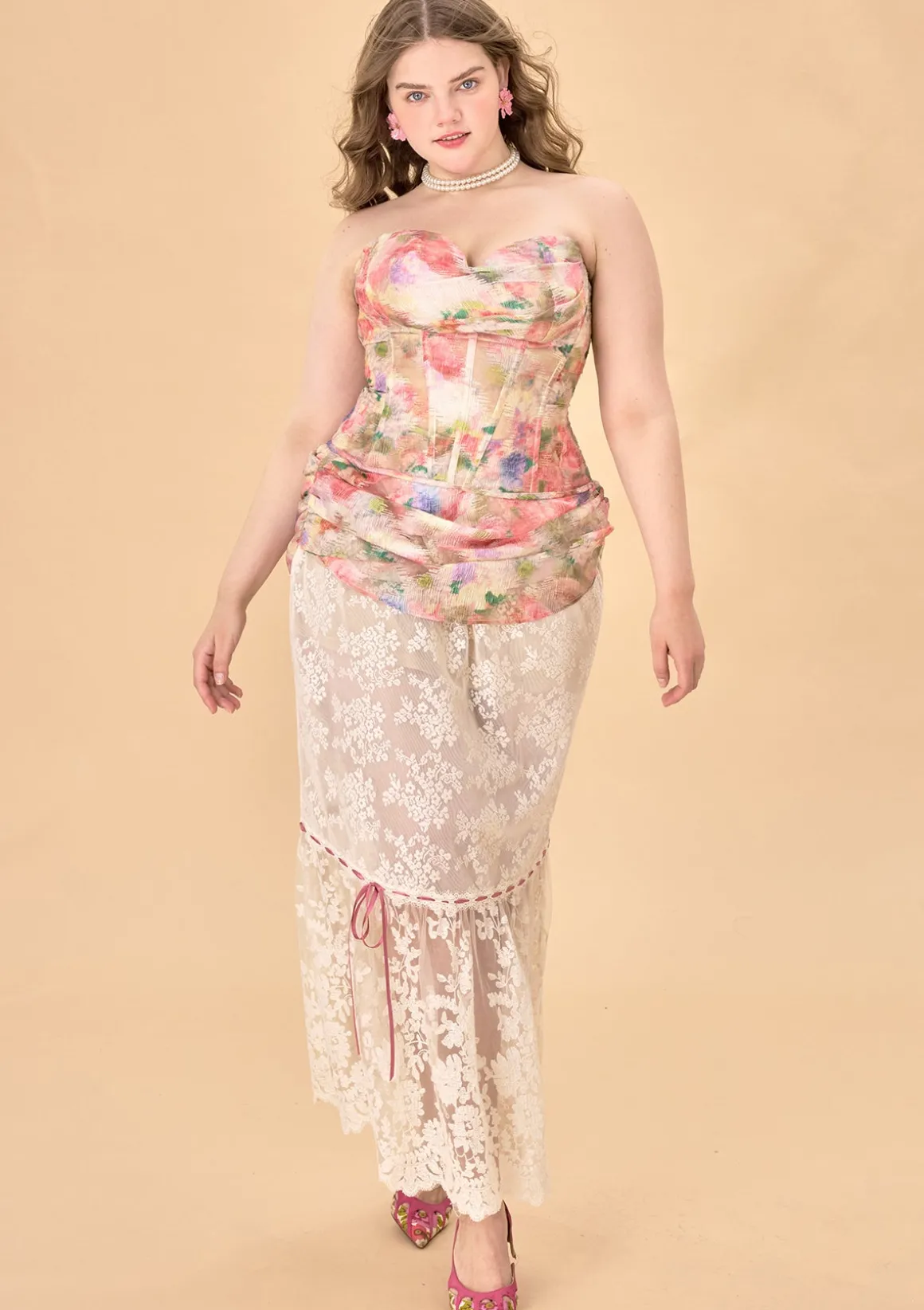 Curve & Plus Floral Mirror Skirt