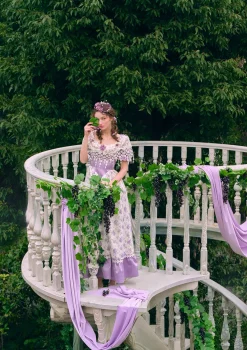 Curve & Plus Purple Jacquard Vine Corset Dress