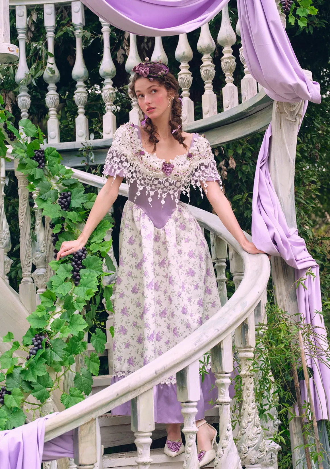 Curve & Plus Purple Jacquard Vine Corset Dress
