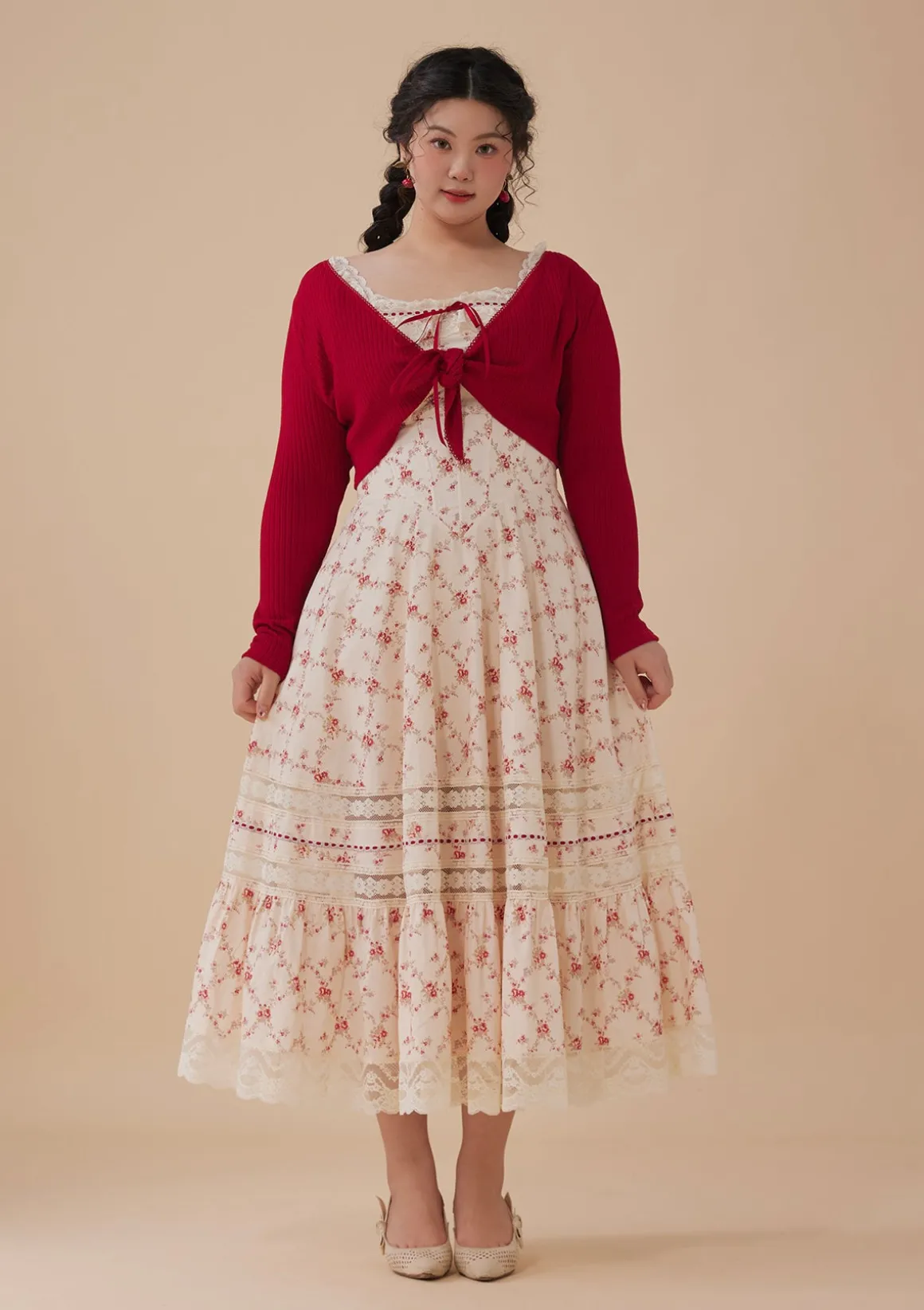 Curve & Plus Red Garnet Corset Dress