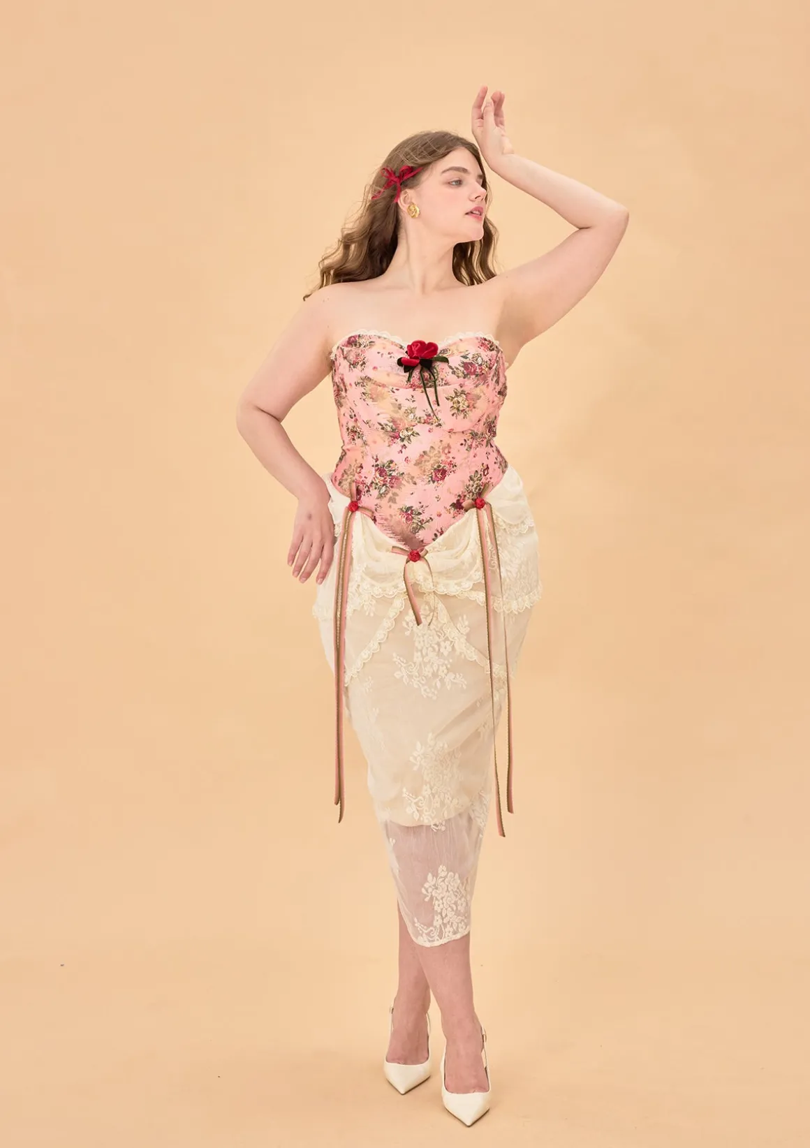Curve & Plus Rose Sous La Lune Corset Dress
