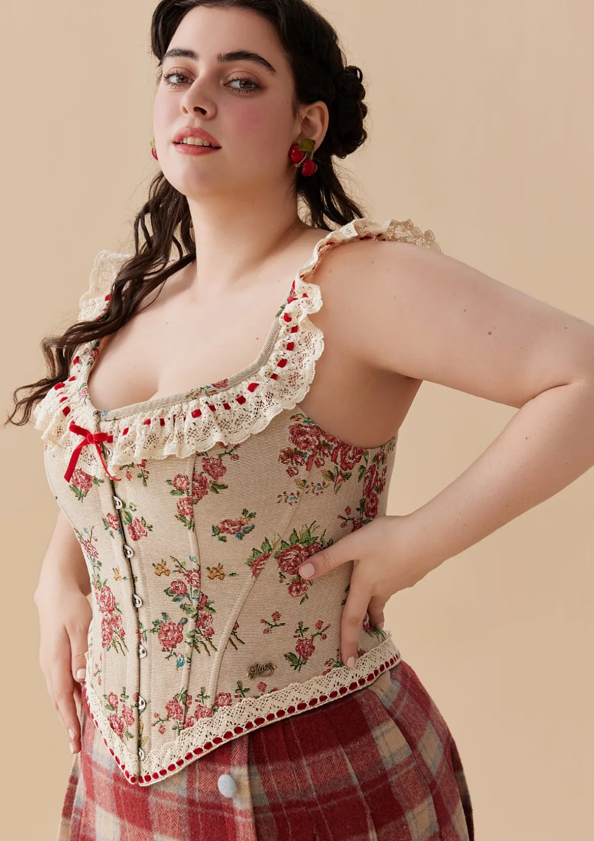 Curve & Plus Rosey Christmas Cottage Corset