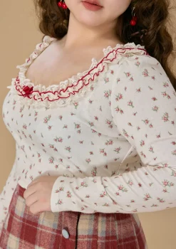 Curve & Plus Strawberry Fabric House Knit Bottom Shirt