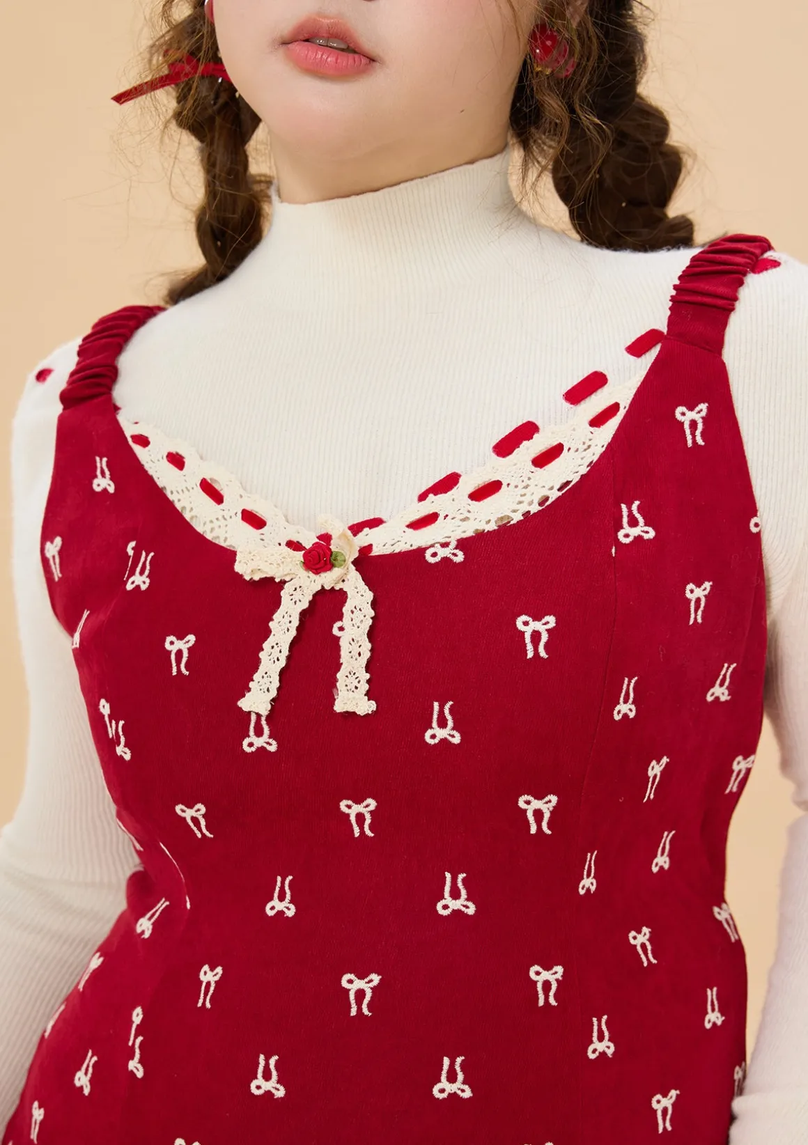 Curve & Plus Strawberry Newspaper Office Dress