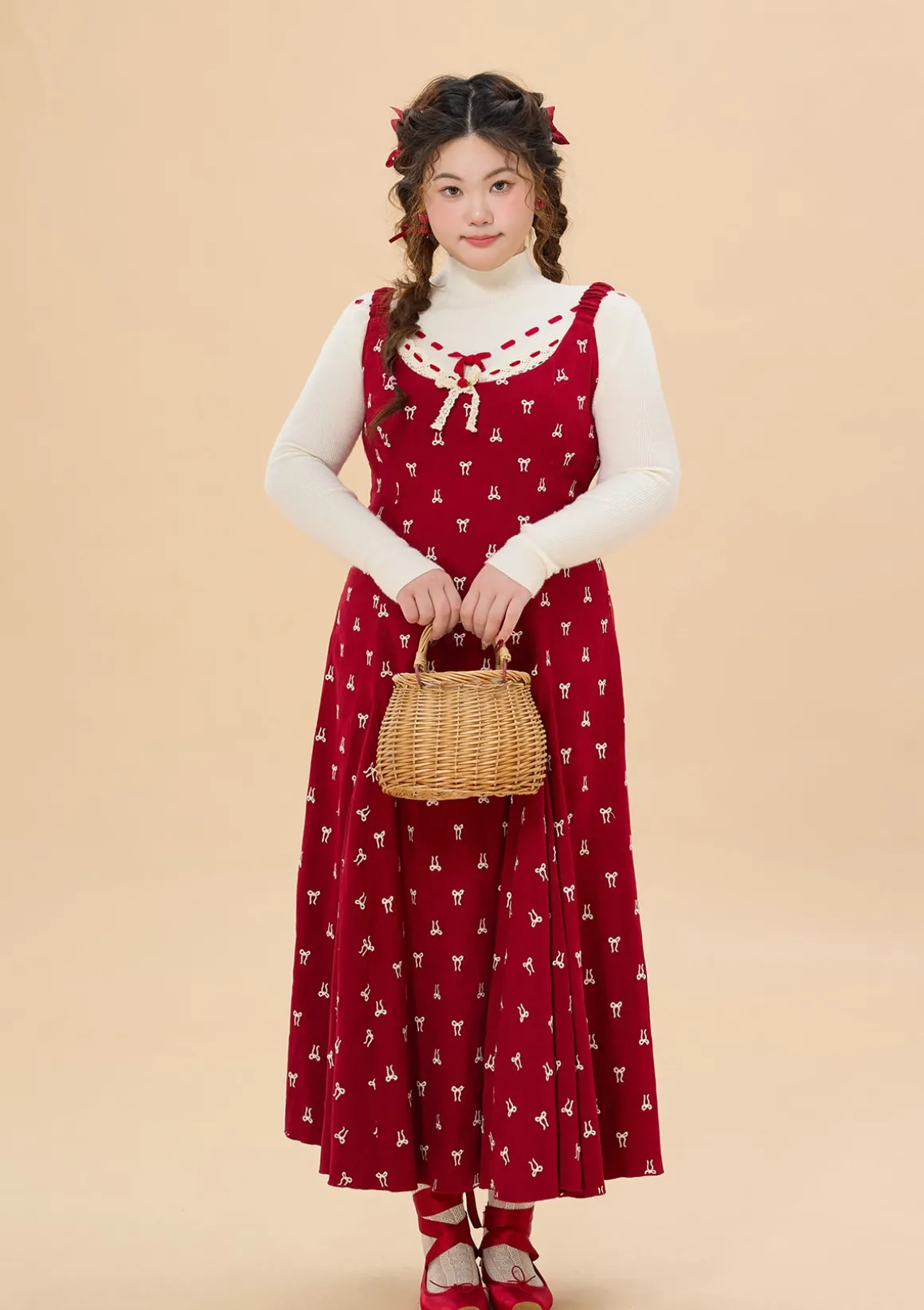Curve & Plus Strawberry Newspaper Office Dress