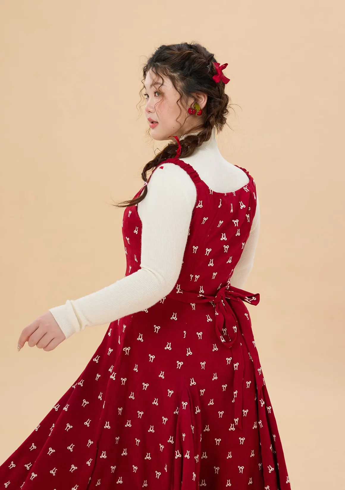 Curve & Plus Strawberry Newspaper Office Dress