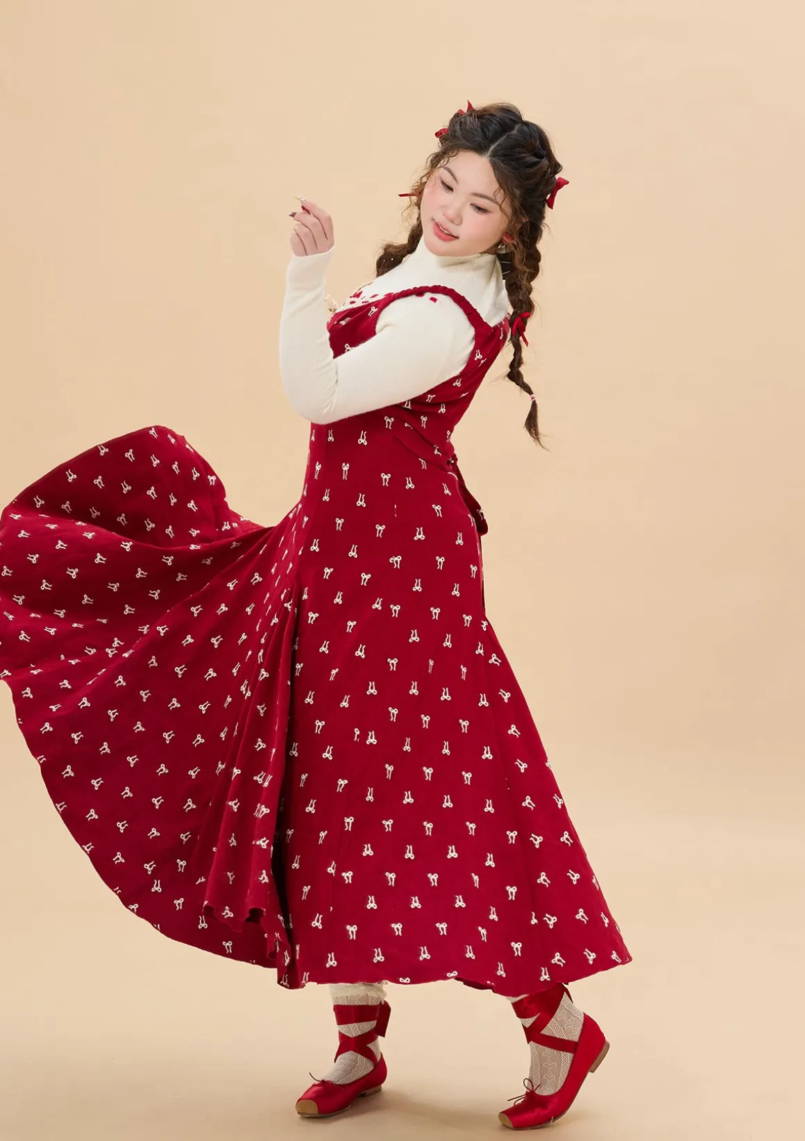 Curve & Plus Strawberry Newspaper Office Dress