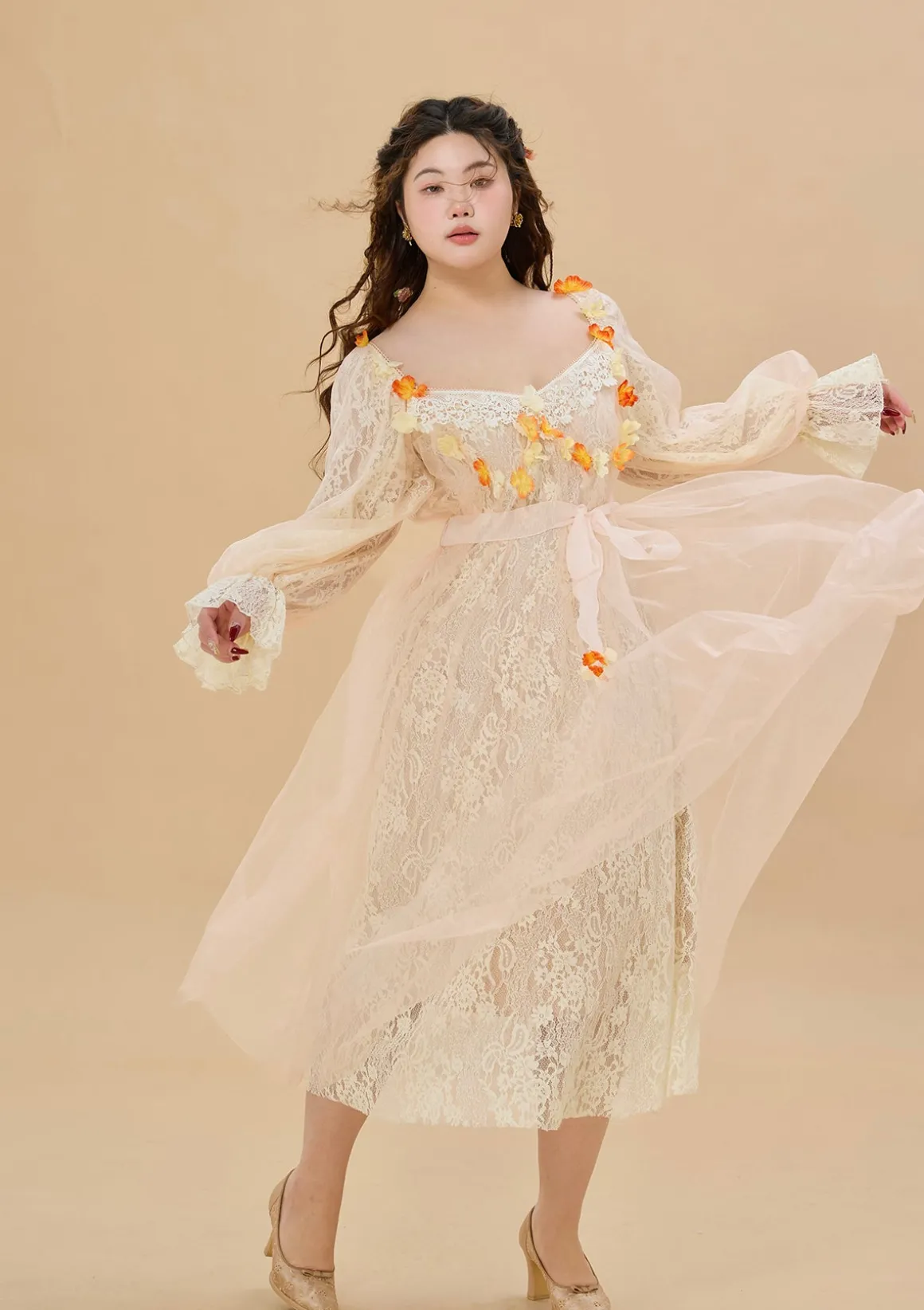 Curve & Plus Sunset & Orange Ocean Dress