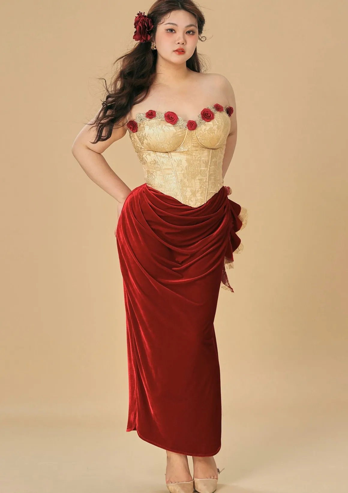 Curve & Plus Wild Rosa in Spain Corset Dress