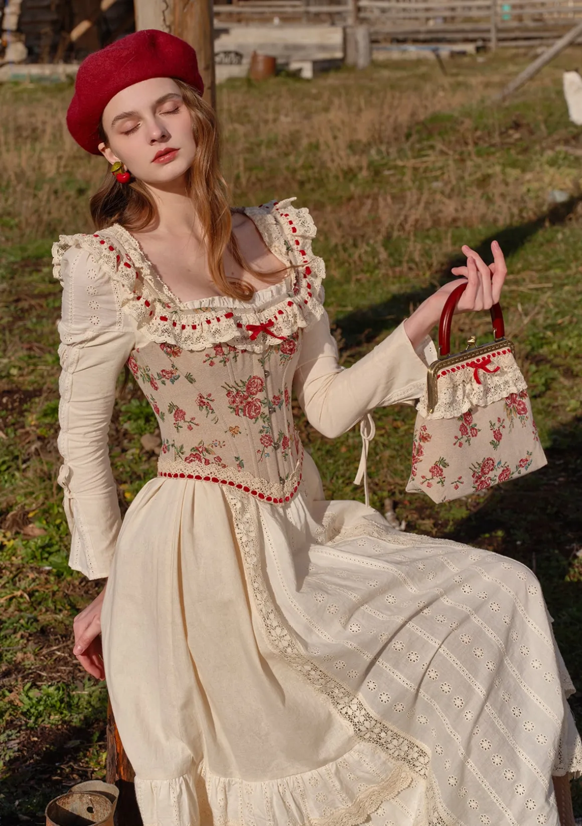 Rosey Christmas Cottage Corset