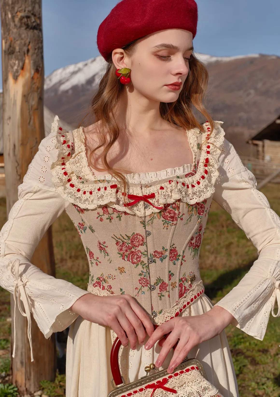 Rosey Christmas Cottage Corset