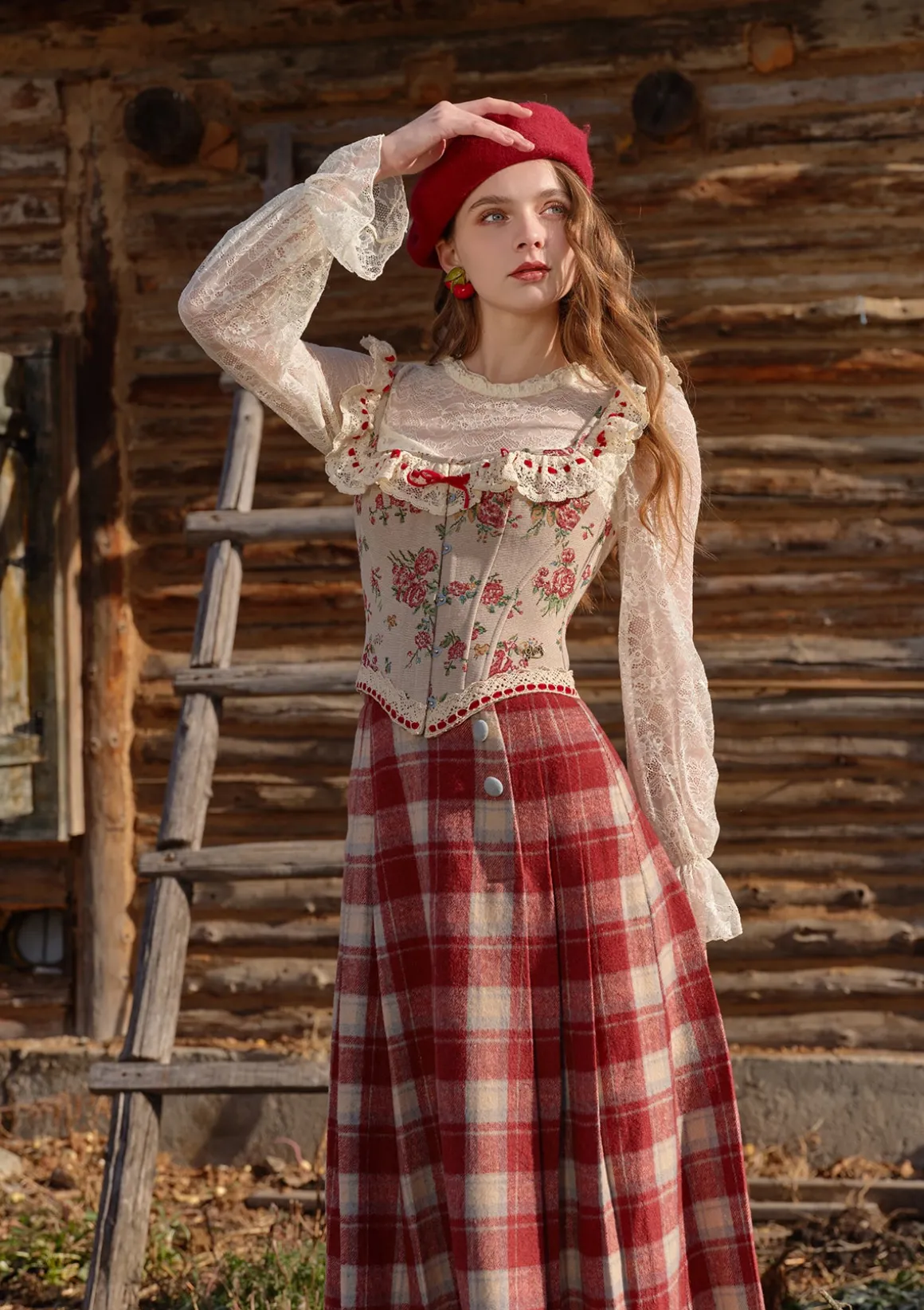 Rosey Christmas Cottage Corset
