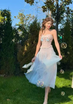 The Blue Lily Gauze Skirt