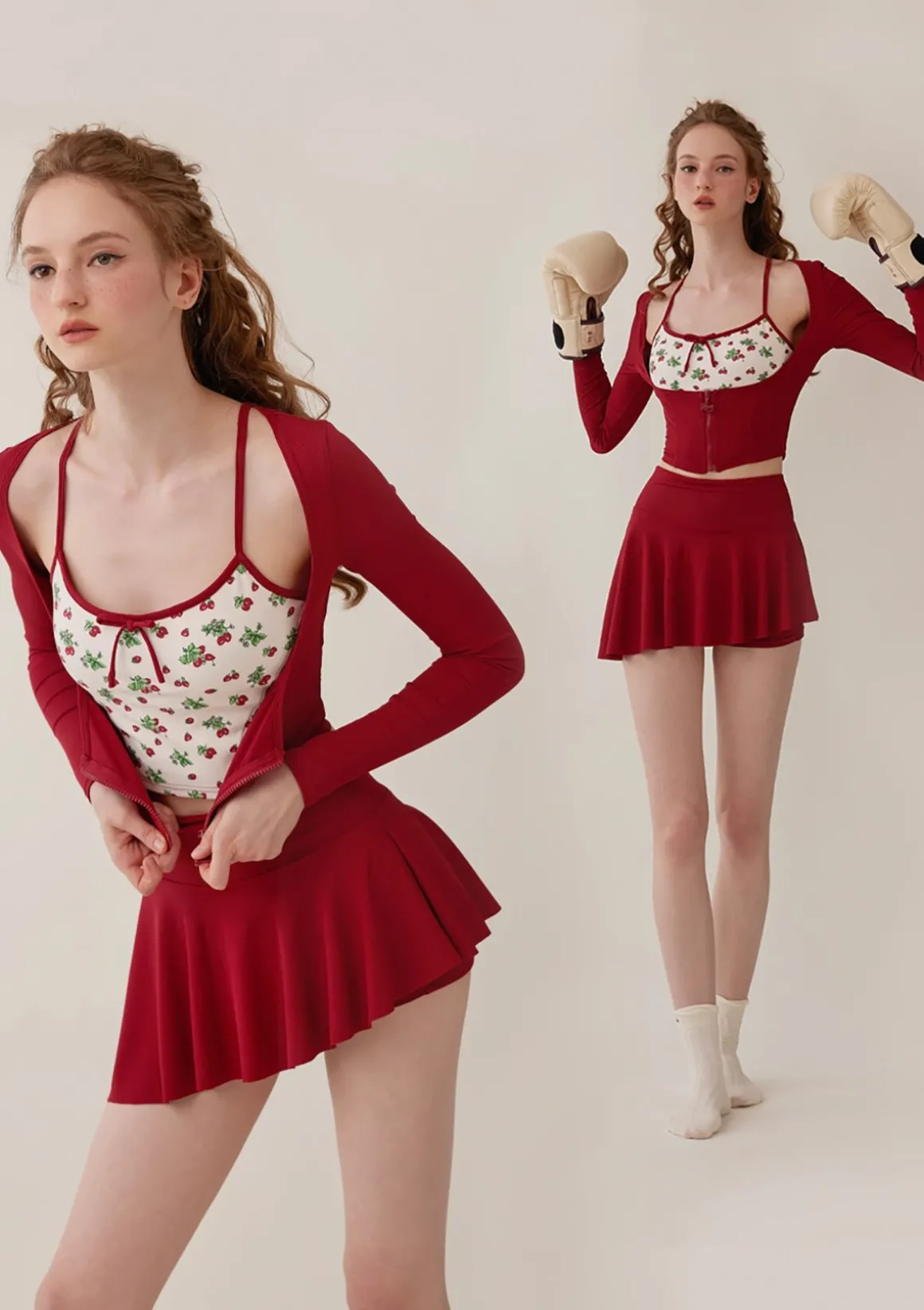 Vibrant Strawberry Sports Cardigan
