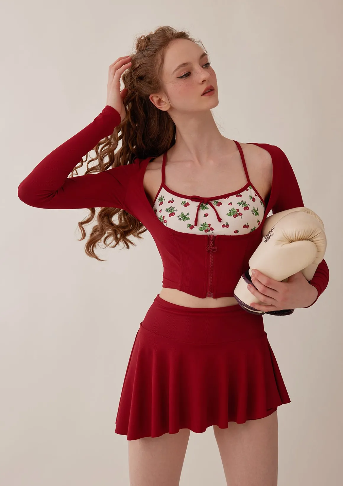 Vibrant Strawberry Sports Cardigan